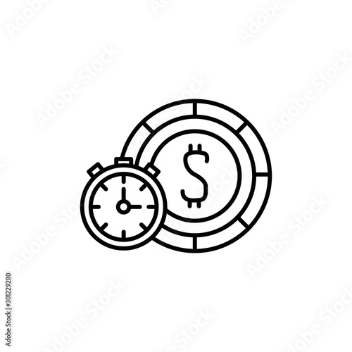 Isolated chronometer and coin icon line design