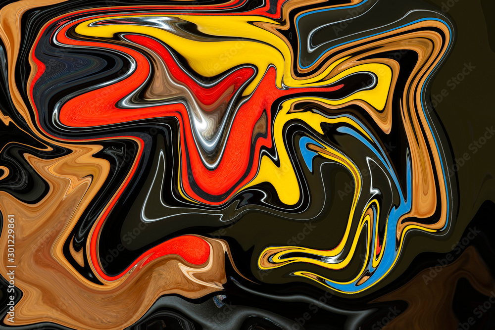 Abstraction in multicolored smooth lines of a wavy texture. Blurry colors of a colored background.