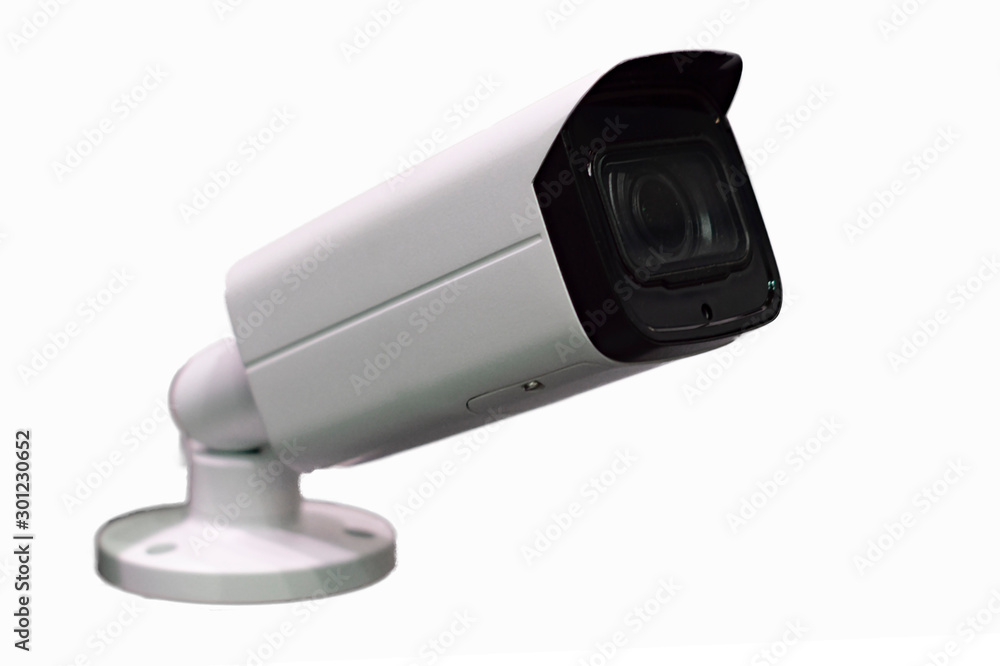 security camera on wall. isolate on white background. seleclive focuse