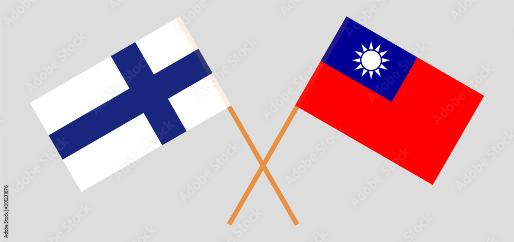 Crossed flags of Taiwan and Finland