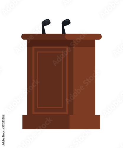 Flat judge tribune isolated on white backdrop
