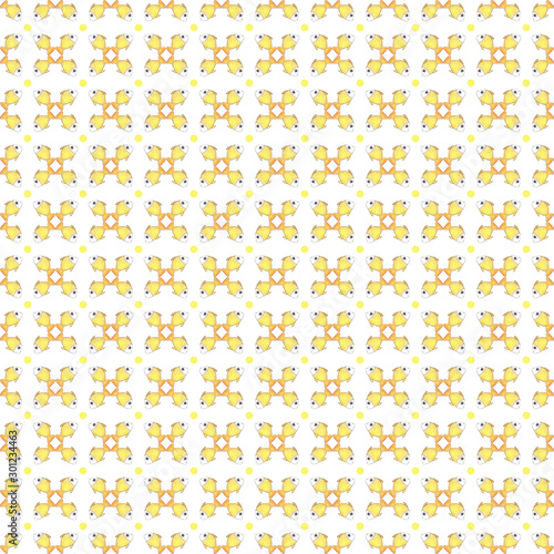 Seamless pattern of watercolor yellow fish on a white background