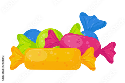 Delicious candies flat vector illustration