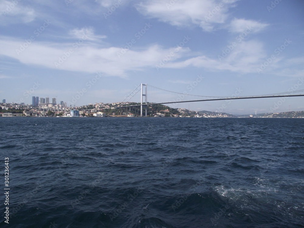 View of the Bosphorus Strait from the Board of a pleasure boat
