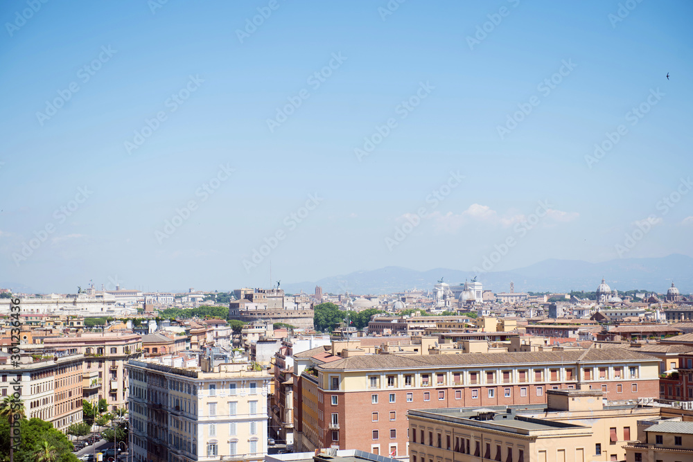 View on Rome, Italy. Panorama of Rome from Saint Peter's basilica. 