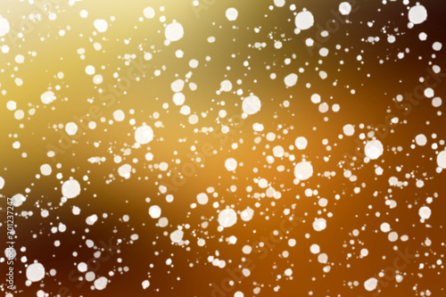Christmas baubles on gold background, winter holiday card.