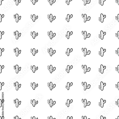 Cactus Plant Print, Cartoon Drawing Pattern	