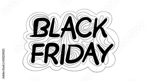 Vector illustration of a Black Friday sale sign made of handwritten text with graphic elements