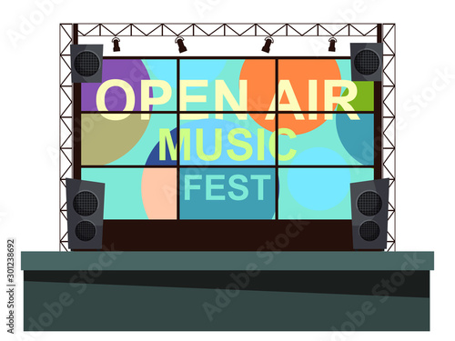 Stage with huge screen for open air music festival
