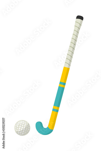 Field, grass hockey equipment vector illustration