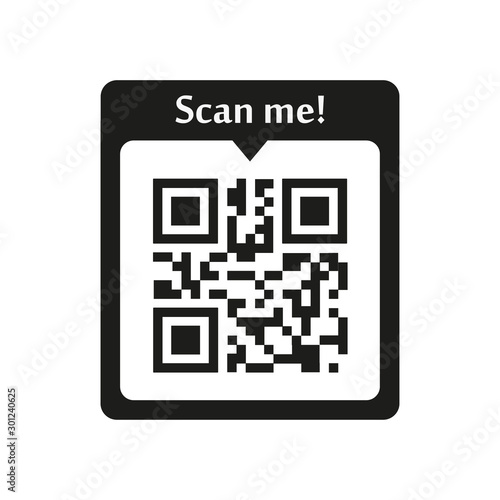 scan me, qr code icon on white background