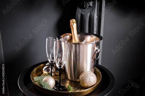Fotótapéta New Year Champagne celebrate. Decoration trends