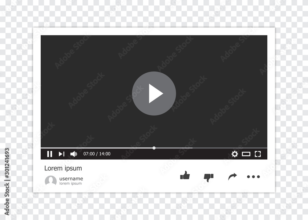 Mockup of desktop web video player on a transparent background Mockup of desktop web video player on a transparent background