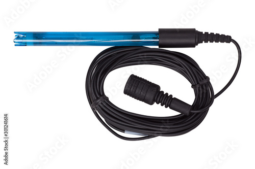 pH meter sensor for industrial pump isolated on white