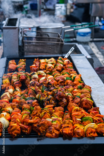 Kabobs on a Grill at a night market