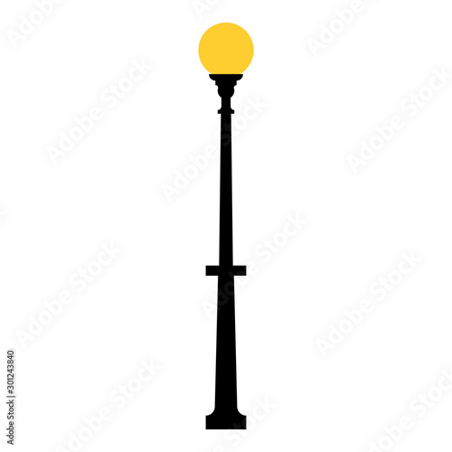 Street light black silhouette isolated on white background. Set of modern and vintage street lights. Elements for landscape construction. Vector illustration for any design.