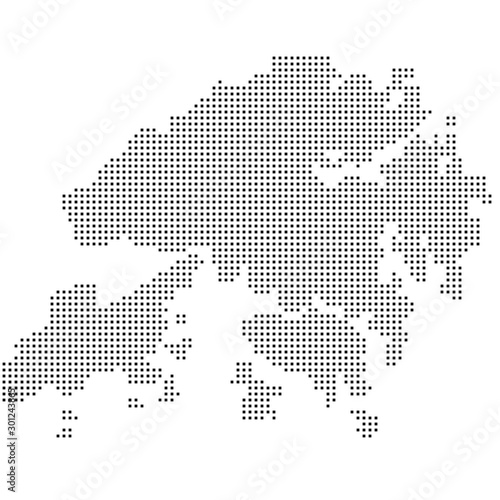 Hong kong map halftone vector illustration eps 10
