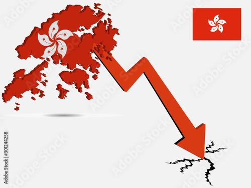 Hong Kong economic crisis concept Vector illustration