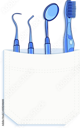 Doctor tools in his pocket.
