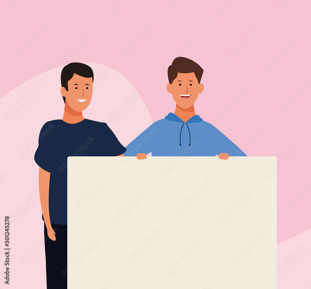 cartoon men protesting with blank poster, colorful design cartoon men protesting with blank poster, colorful design