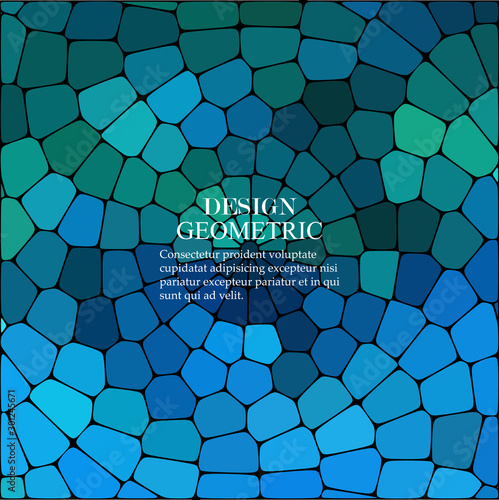 Blue and green vector mosaic stones background. Sample with polygon design.