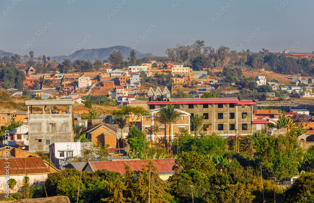 Antananarivo cityscape, Tana, capital of Madagascar, french name Tananarive and short name Tana, Poor capital and largest city in Madagascar