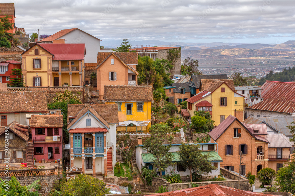 Antananarivo cityscape, Tana, capital of Madagascar, french name Tananarive and short name Tana, Poor capital and largest city in Madagascar