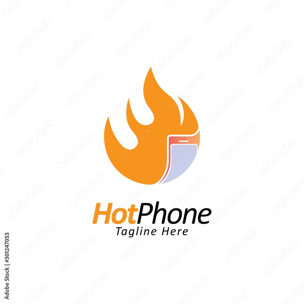New phone illustration logo design vector template.Hot mobile icon New phone illustration logo design vector template.Hot mobile icon