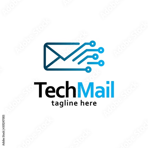 Mail technology icon logo design vector template