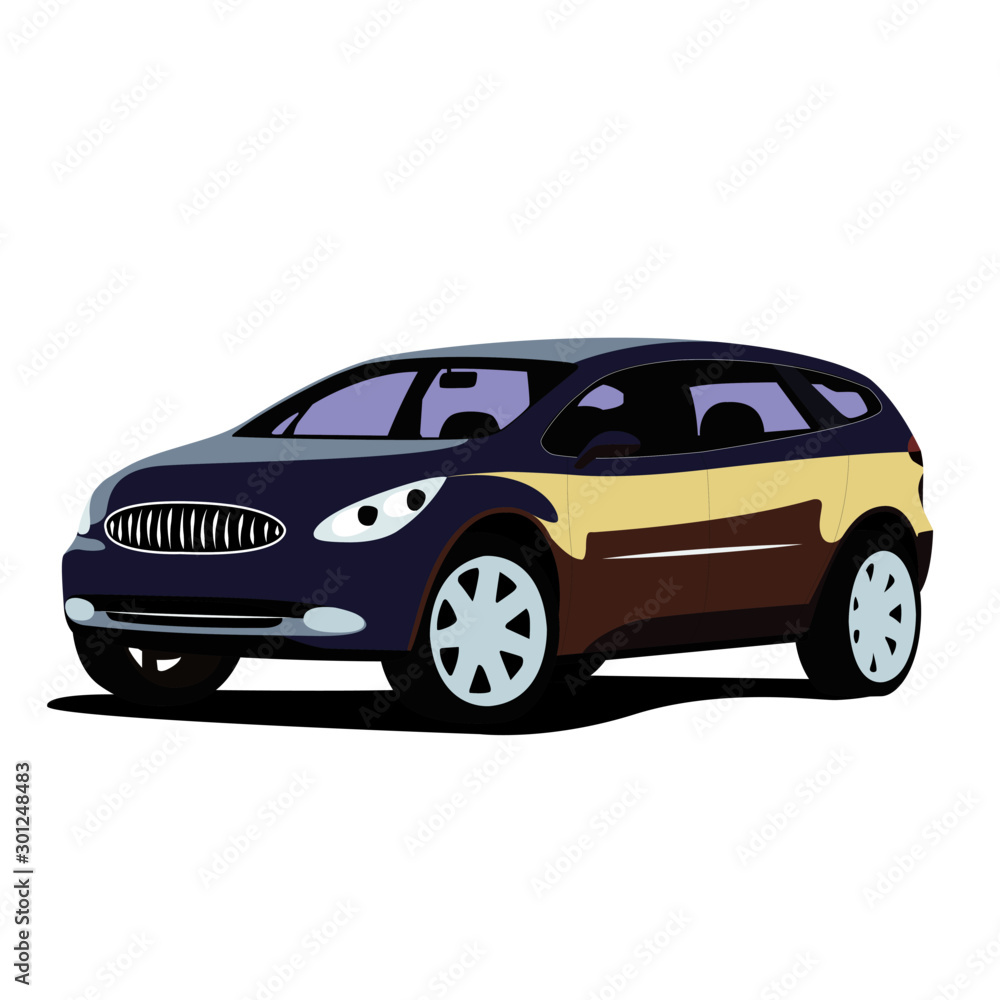 SUV grey realistic vector illustration isolated
