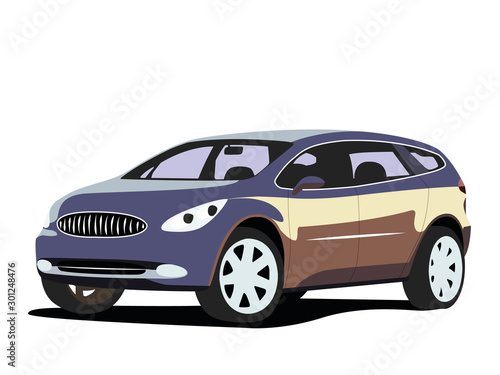 SUV grey realistic vector illustration isolated