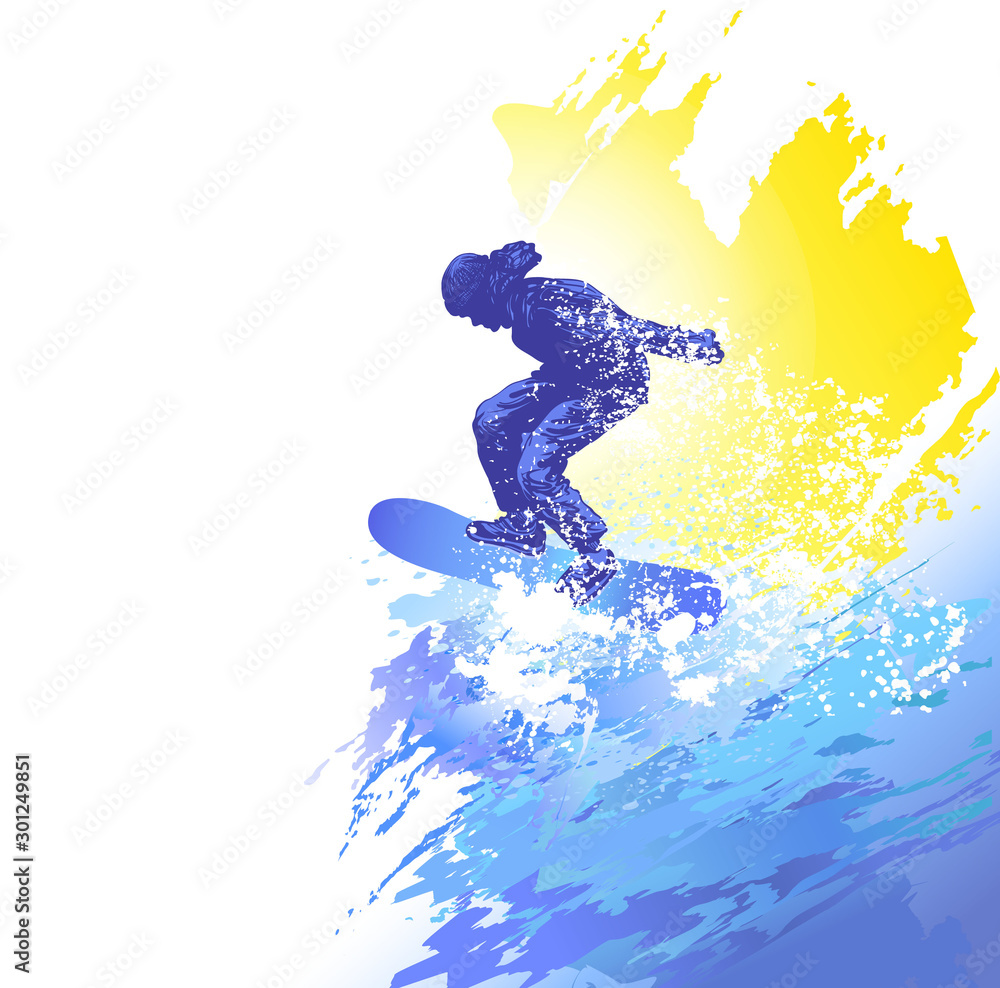 Skiing man. Vector illustration - obrazy, fototapety, plakaty 