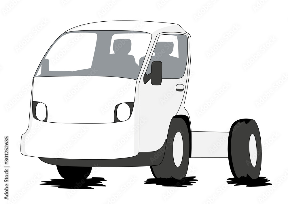 mini truck white vector illustration isolated