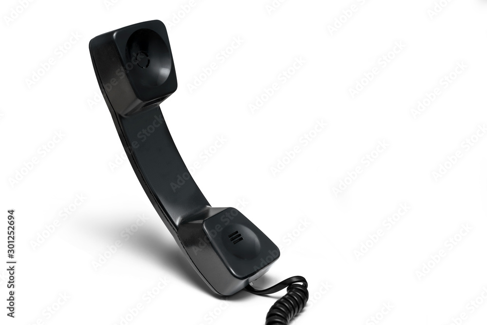 black handset phone isolated on white background black handset phone isolated on white background
