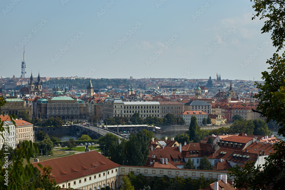 View from the mountain to the cityscape in Prague, Czech Republic.