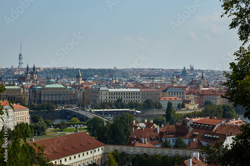 View from the mountain to the cityscape in Prague  Czech Republic.