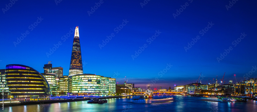 River Thames. London Uk Europe By Night. 