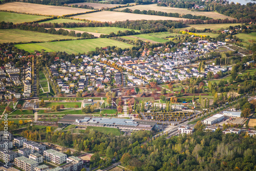 Εκτύπωση καμβά Potsdam, Germany, Volkspark Potsdam with the biosphere and suburb Bornstedt duri