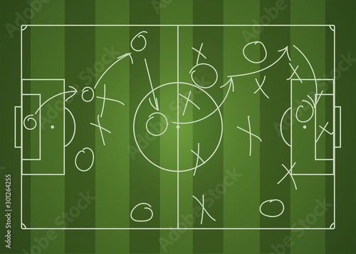 Football tactics on the scheme. Vector illustration.