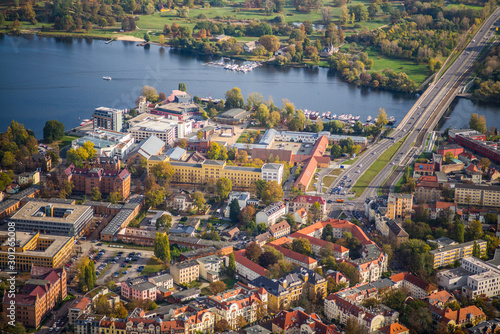 Potsdam, Germany, district Berlin suburb in the city of Potsdam, (Berliner Vorstadt) surrounds by river Havel with "Tiefer See" (deep lake) and area around "Schiffbauergasse" - aerial view