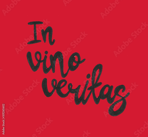 Bright hand drawn watercolor wine design elements (in vino veritas - verity in wine). Cheese, olives, glass, lettering photo