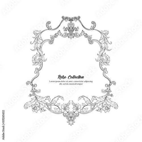 Elements In baroque, rococo, victorian renaissance style. Trendy floral vintage pattern. Vector illustration