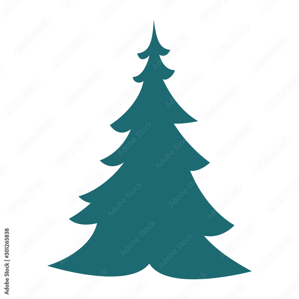 merry christmas pine tree icon - obrazy, fototapety, plakaty 