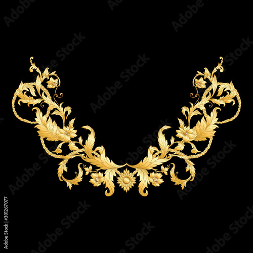 Elements In baroque, rococo victorian renaissance style. Trendy floral vintage pattern. Vector illustration photo