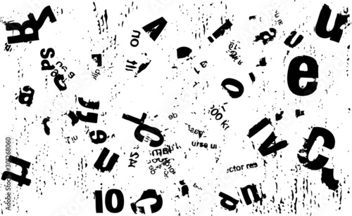 Grunge vector background with newspaper letters.
