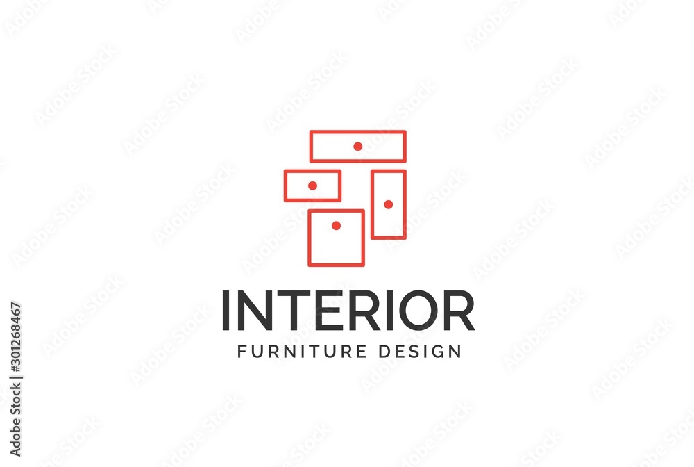 Simple minimalist drawer cabinet furniture interior logo design with flat vector graphics Simple minimalist drawer cabinet furniture interior logo design with flat vector graphics