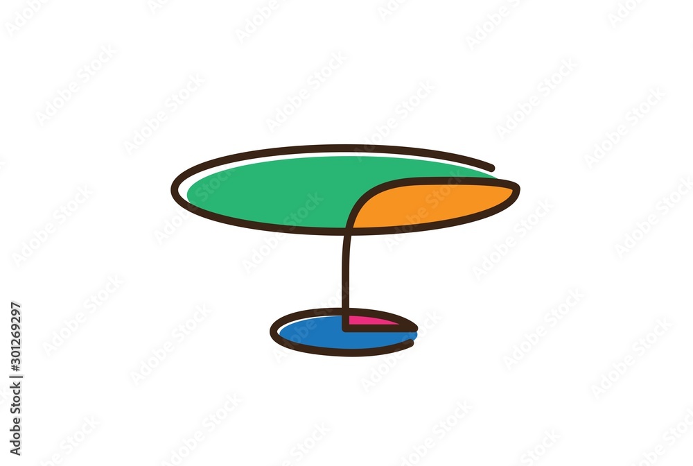 Simple Colorful round table furniture interior logo design with flat ...