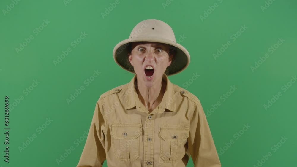 Angry Woman Explorer Screaming Like Crazy Angry Woman Explorer Screaming Like Crazy