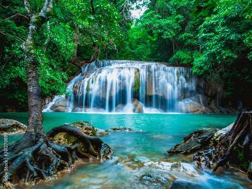 Beautiful Erawan Waterfall in Erawan National Park  Kanchanaburi  Thailand