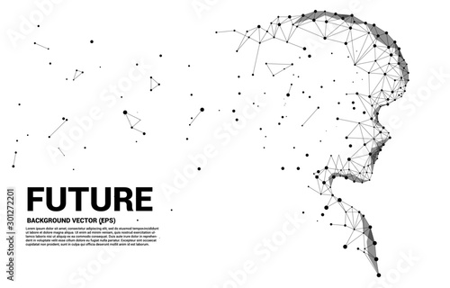 Vector silhouette of child from dot connect line polygon . Concept background human future and technology